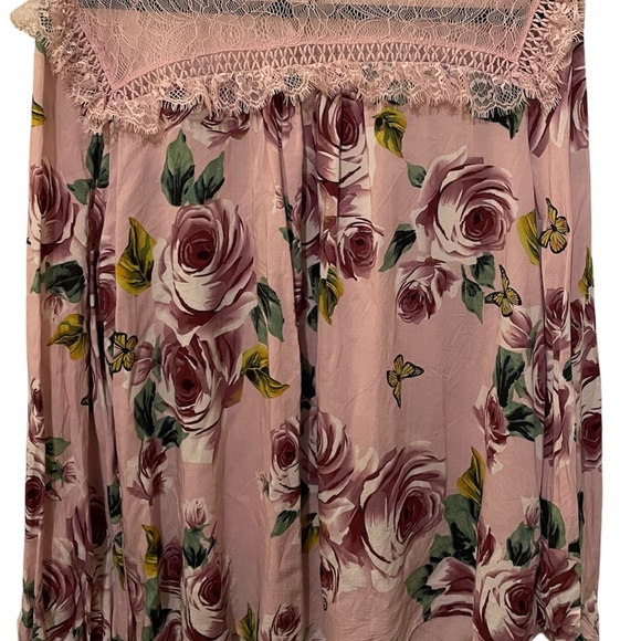 💝 Suzanne Betro Pink lace and cotton floral and butterfly blouse, 2X - Picture 8 of 14
